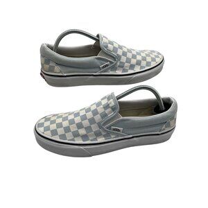 Vans Sky Blue White Checkerboard Classic Skater Slip-On Shoes Mens 7.5  Womens 9